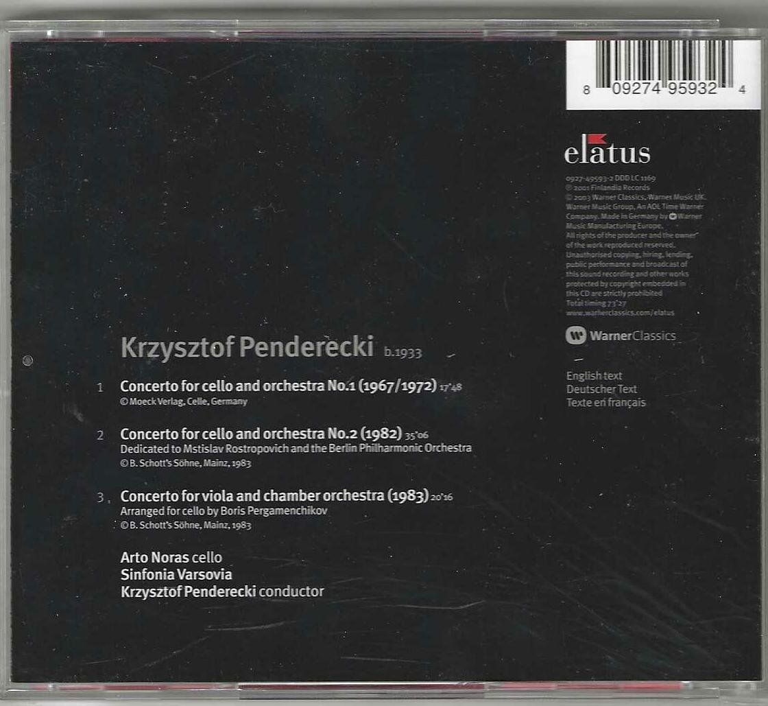 CDs: Krzysztof Penderecki - Complete Cello Concertos – D'occasion à Genève par CDLPBookS 1