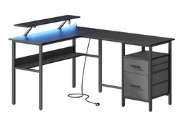 L-förmiger Schreibtisch mit Steckdosen LED USB TARGON
