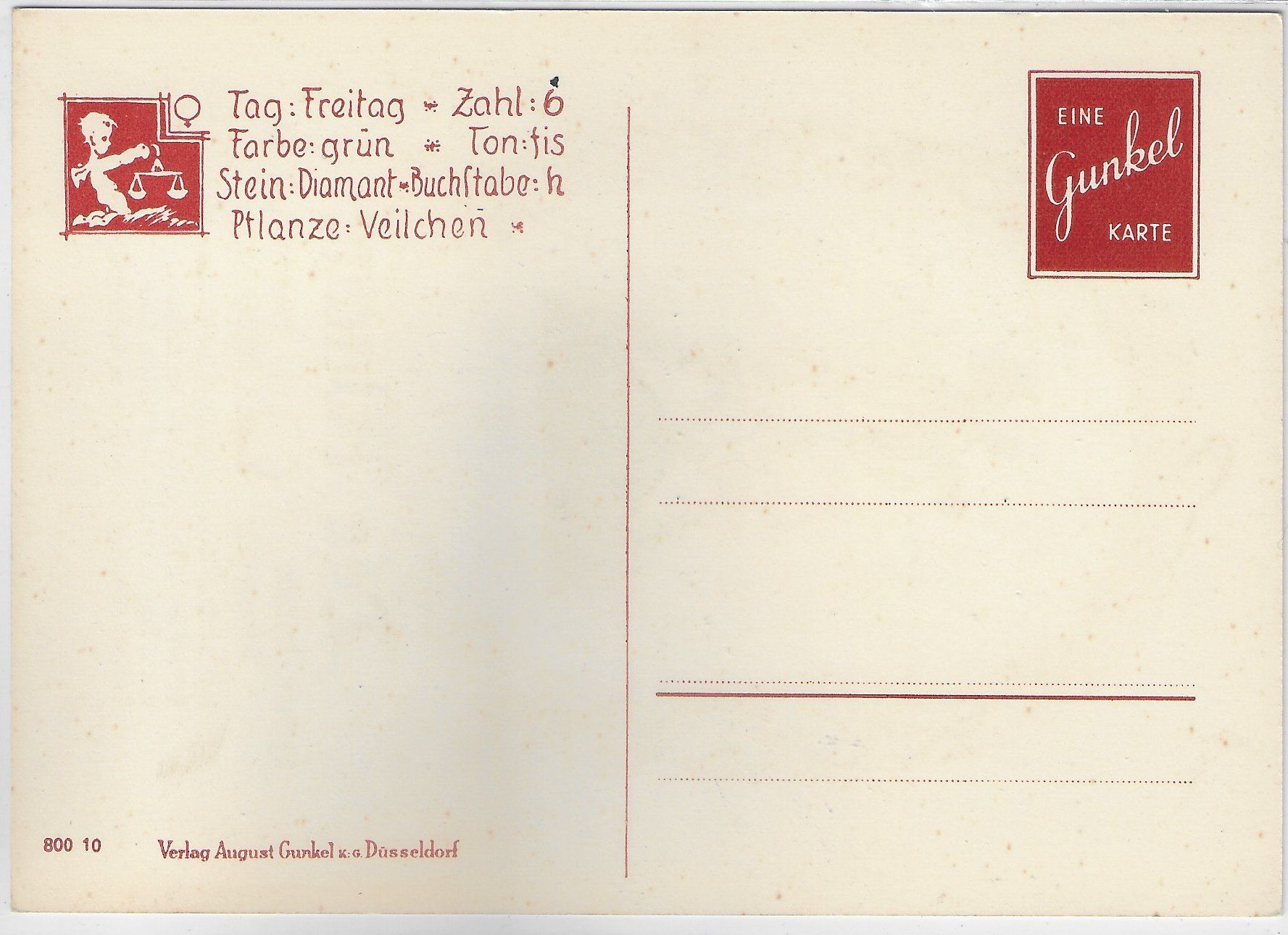 Cartoline postali: Horoskop - Die Waage - Scherenschnitt – Usato da Ettingen venduto da Kartenplanet 1