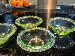 4 VINTAGE ANBIETSCHALE KONFEKTSCHALE KRISTALLGLAS FRANKREICH