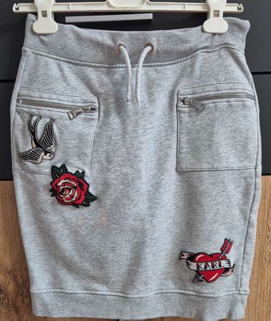 Karl Lagerfeld Minirock Grau mit Stickereien, Grösse S
