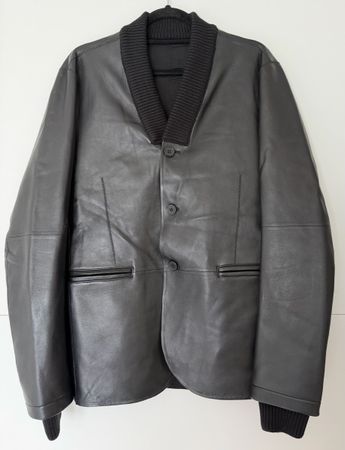 Emporio Armani Herren Lederjacke, Schwarz, Gr. 52