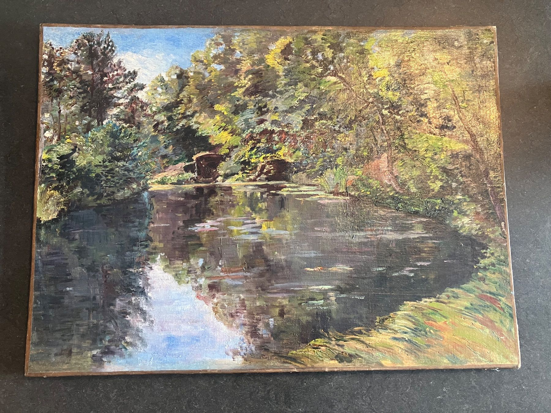 Dipinti: Bild, Gemälde, Fluss, Teich, Gemälde, Natur – Usato da Zürich venduto da Idbiw 9