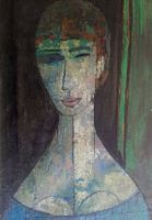 Midcentury Gemälde im Stil Modigliani