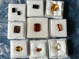 Lot Edelsteine Citrin, Turmalin, Rauchquarz, Quarz