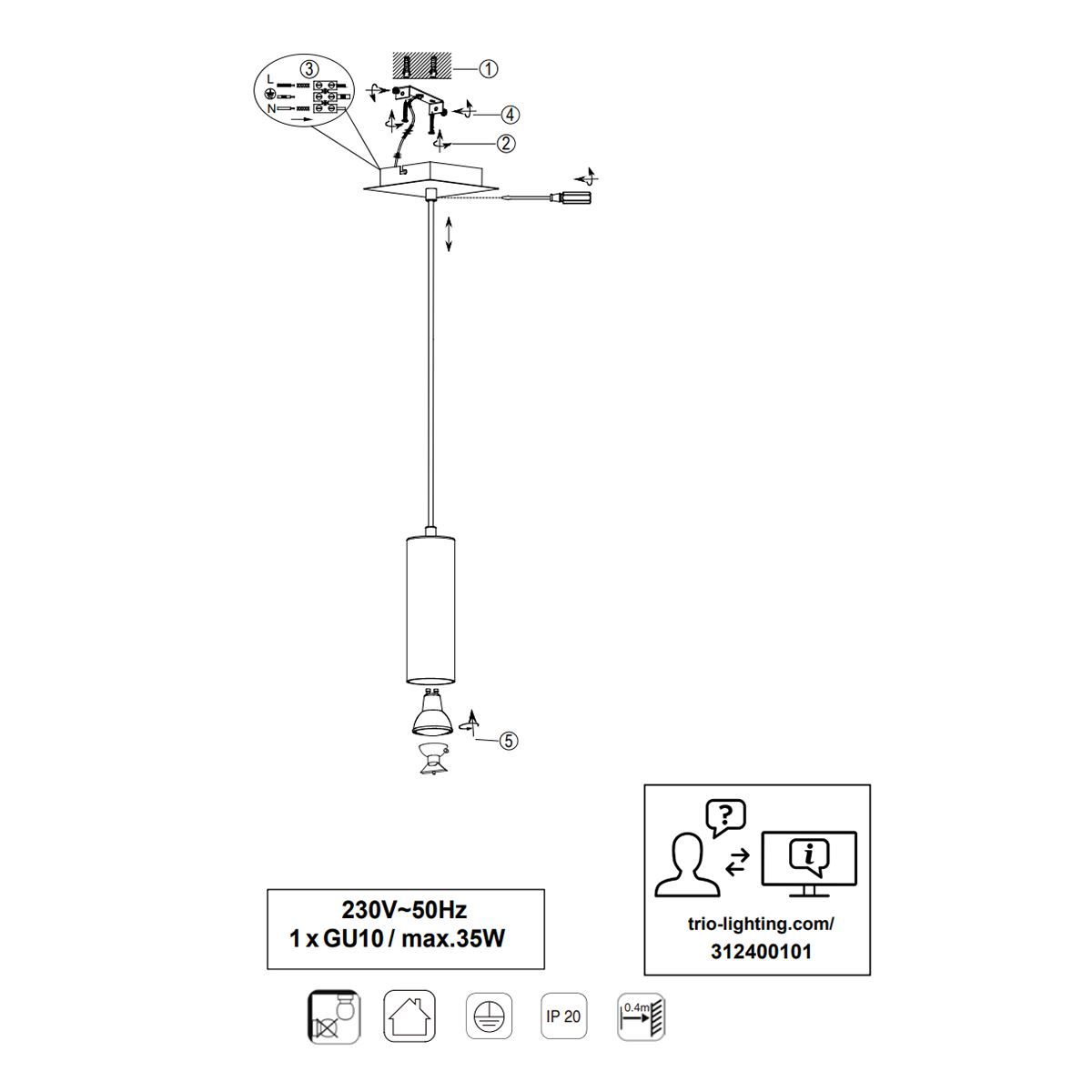 Lampadari & plafoniere: Hängeleuchte, Schwarz, 150 cm x 12 cm – Nuovo (secondo la descrizione) da Kreuzlingen venduto da Smart-Light 4