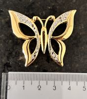 Goldige Vintage Brosche Schmetterling mit Strass, Top!