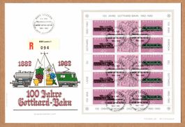 🇨🇭1982 - Kleinbogen Grossbrief - 100 Jahre Gotthard-Bahn