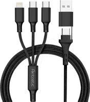 Ladekabel, USB/USB-C -> 1x 8-PIN Lightning, 2x Type C / 1.2m