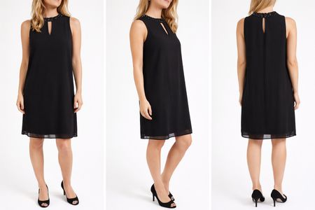 MANGO Kleid M 38 Schwarz Perlenkragen – Elegant 🖤 4000