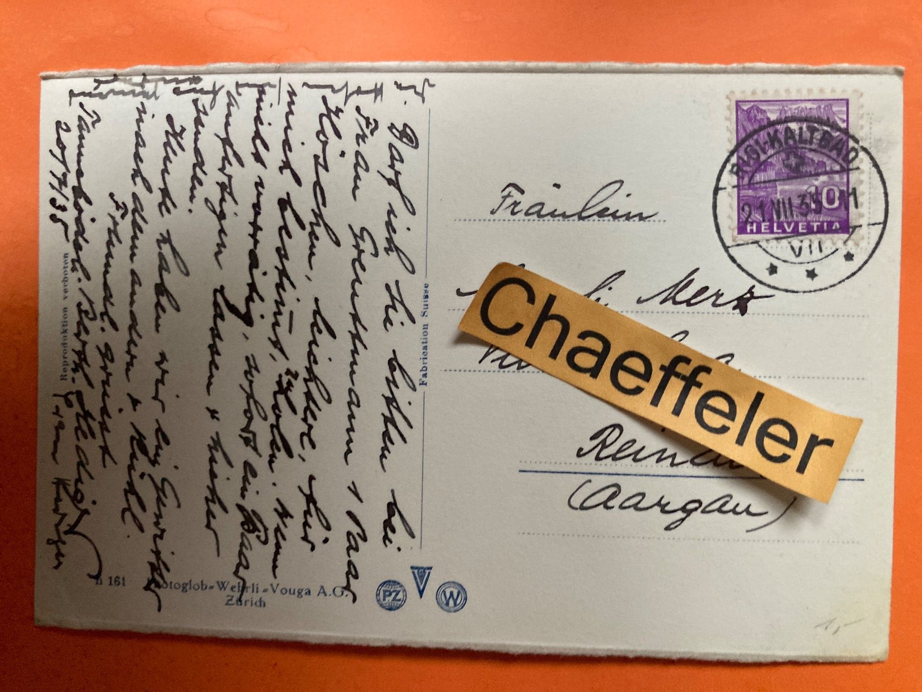 Cartoline postali: 1935 Rigi - Kaltbad – Usato da Zürich venduto da Chaeffeler 1