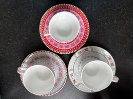 3 Espresso Tassen mit Interteller PiP Porzellan