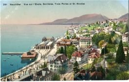 Neuchâtel, Vue sur l'Evole, Serrières, trois portes