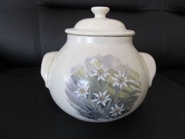 Aufbewahrungstopf mit Berg und Edelweiss Motiv