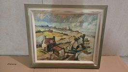 Ölgemälde, Küstenlandschaft, Vintage Stil 36.2cmx44.4cm