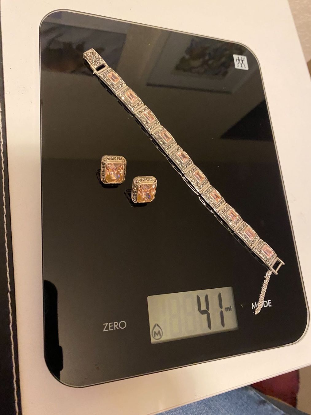 Orecchini pendenti & Orecchini a lobo: silber Armband + Ohrringe, rosé Glassteine – Usato da Birrwil venduto da flint54 4