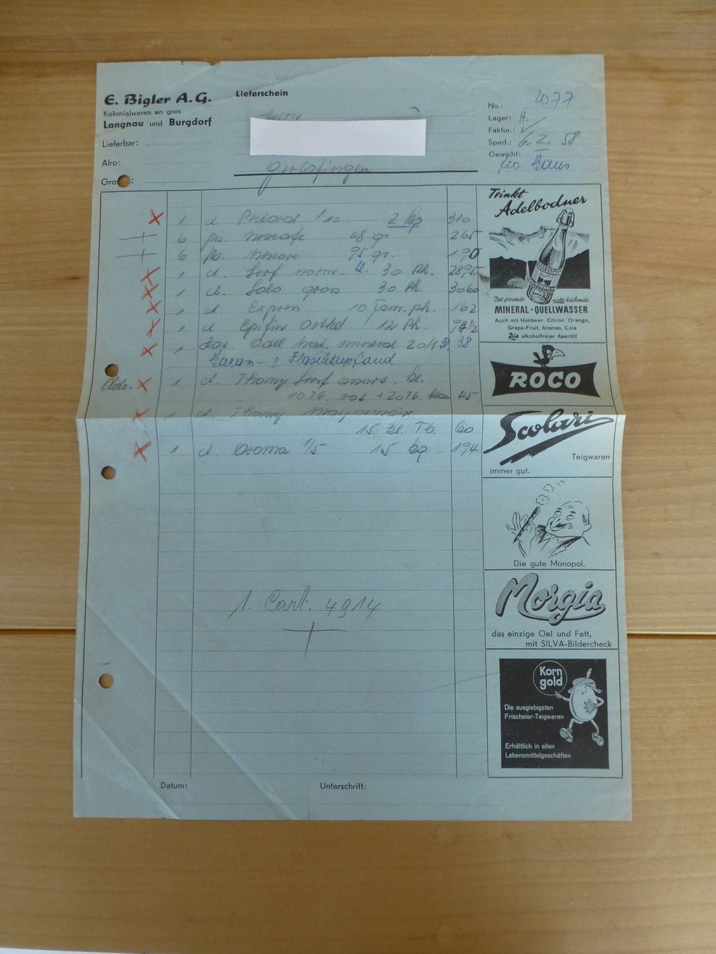 Foto & Immagini: Langnau u. Burgdorf, E. Bigler Kolonialwaren 1958 – Usato da Bettlach venduto da 1saurer