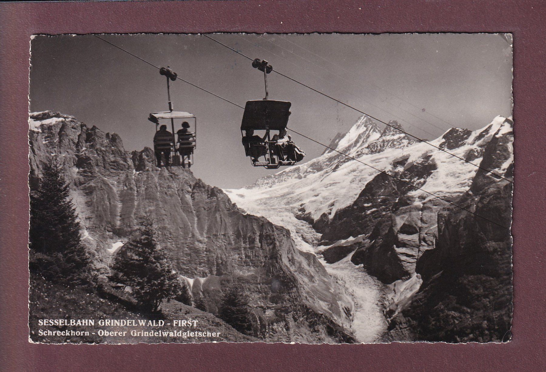 Ansichtskarten: Sesselbahn GRINDELWALD-FIRST - 1956 – Gebraucht aus Pully von nicecards