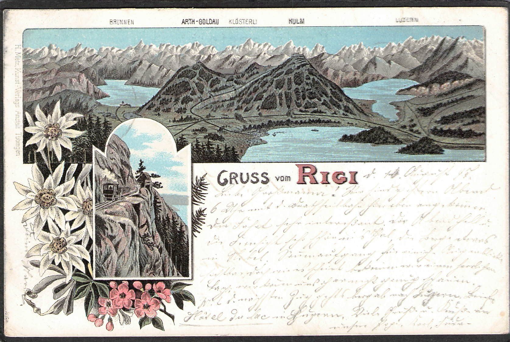 Cartoline postali: -Litho Gruss vom Rigi , 1897 – Usato da Reichenburg venduto da Pipo-67