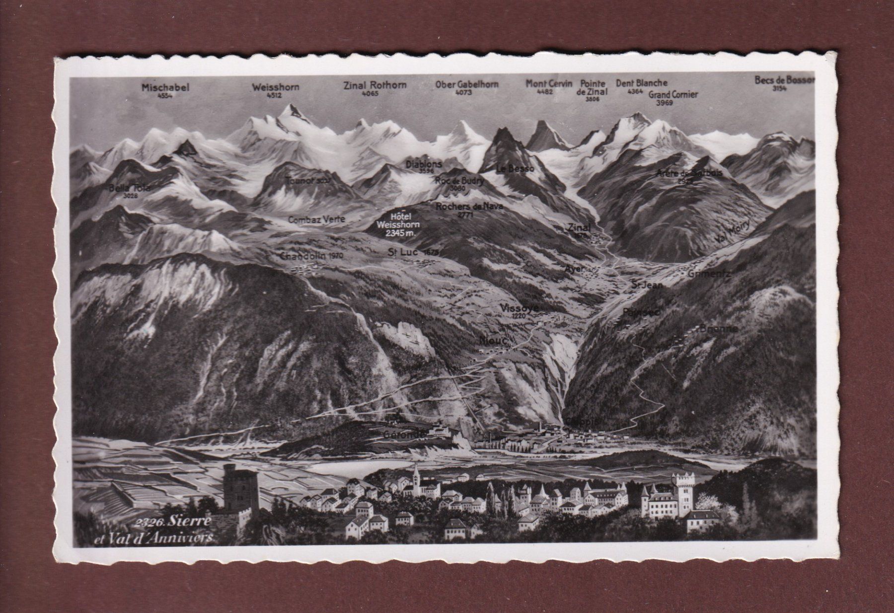 Cartoline postali: SIERRE et environs - Vol d'oiseau – Usato da Pully venduto da nicecards
