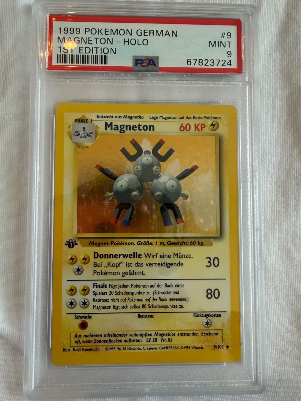 Pokémon Sammelbilder & Trading cards: PSA 9 Magneton 9/102 Basis Set 1. Edition Deutsch – Gebraucht aus Würenlos von mbumech