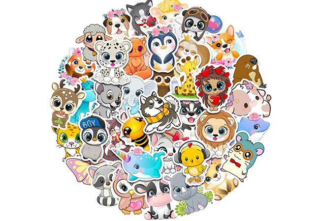 50 Stk. Sticker/Aufkleber - Cartoon Süsse Tiere | Kaufen auf Ricardo