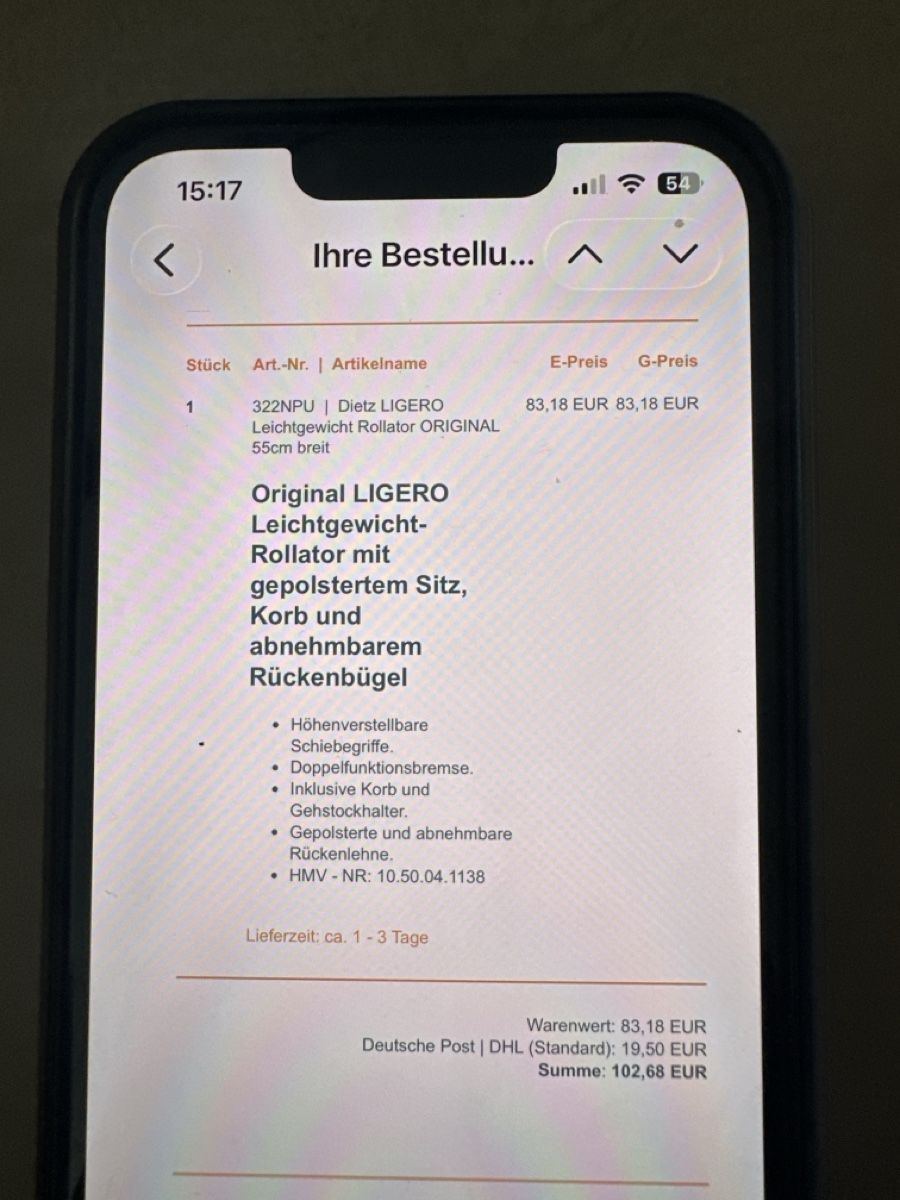 Aides à la marche: Rollator Dietz LIGERO – Neuf (Voir description) à Egg b. Zürich par Chobe 5