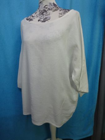 SHIRT IN WEISS REINE BAUMWOLLE XL HALBARM LUFTIG NEU ITALY