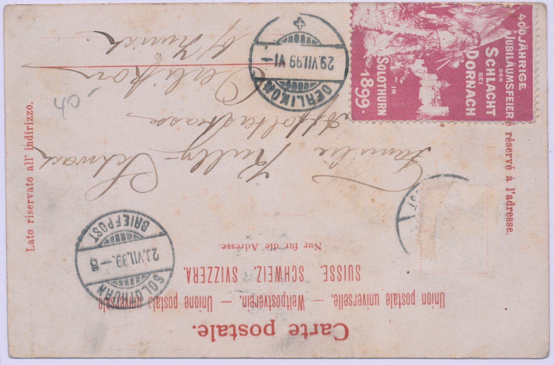 Cartoline postali: Solothurn 1899 Ansicht – Usato da Lützelflüh-Goldbach venduto da blauerkranich 1