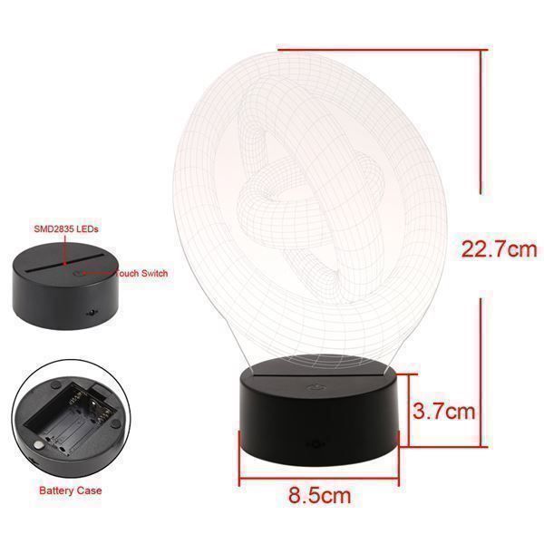 Fernbedienungen: 3D Lampe Hologramm Ringe m.Fernbedienung – Neu und originalverpackt aus Diepoldsau von preisparadies-ch 5