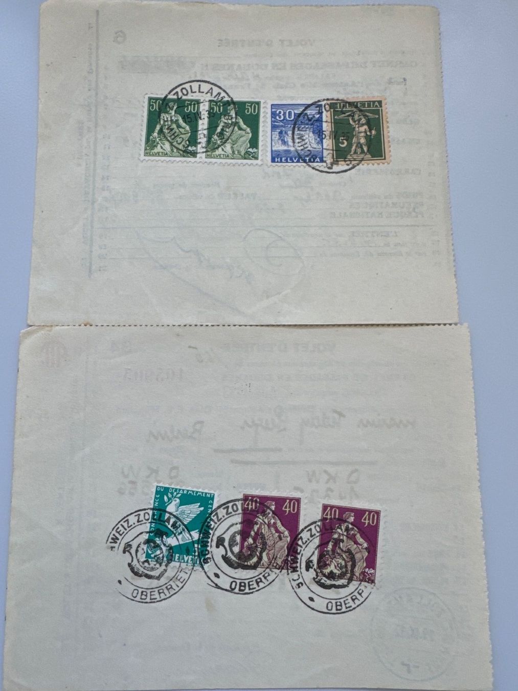 Alle Briefmarken: Zollstempel Beleg Set – Gebraucht aus Küssnacht am Rigi von POSTOMASTER