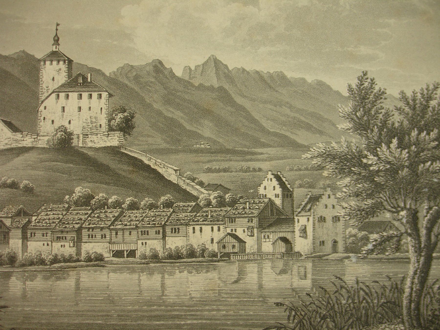 Incisioni: WERDENBERG, AQUATINTA 1867 – Usato da Grüningen venduto da Kartensammler 3