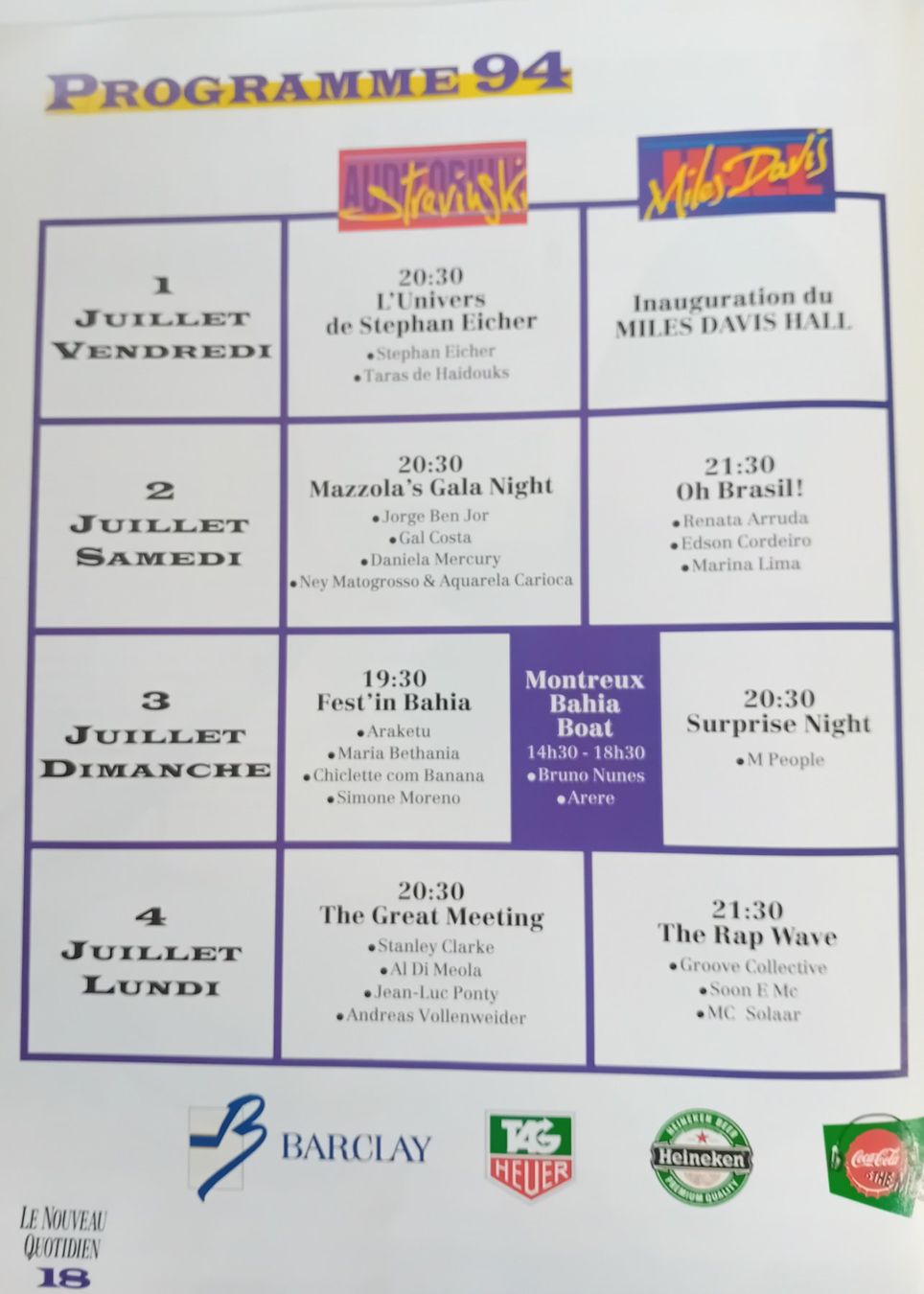 Documenti: Montreux 1994 - Avant-programme – Usato da Bulle venduto da LeTempsCestCool 3