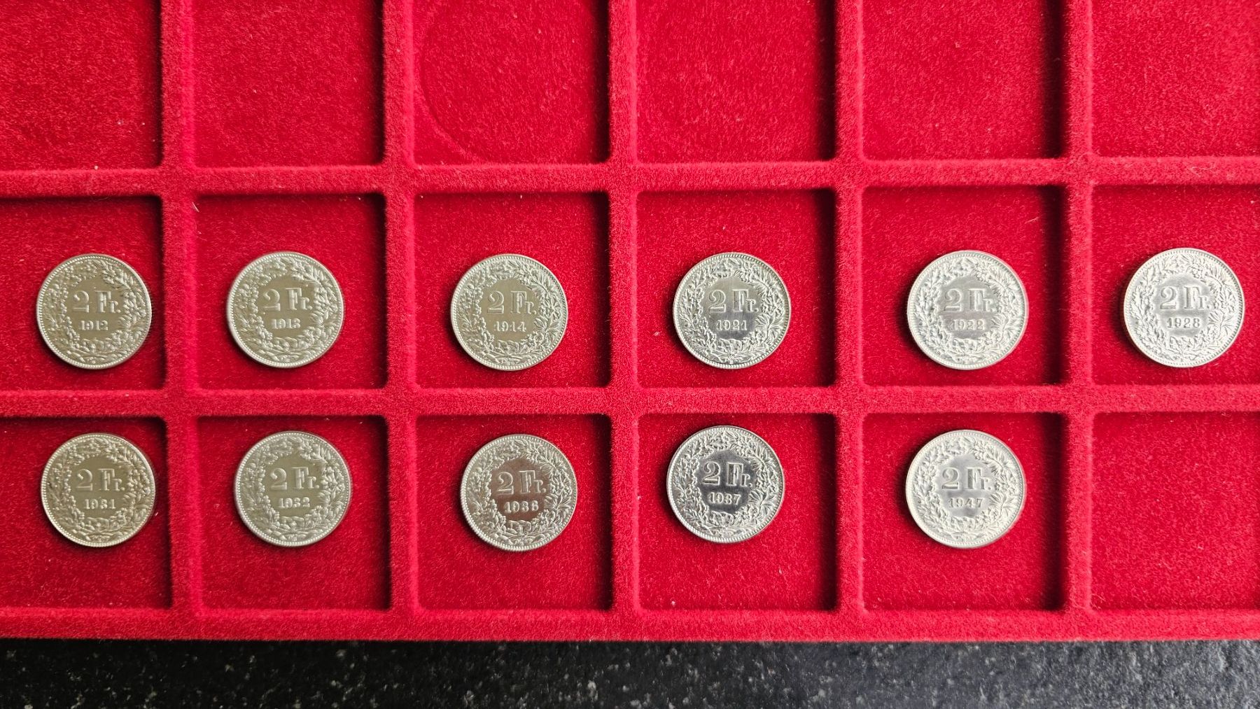 Tutti le monete: 2.-Fr. 1912 - 1947  11Stk. – Usato da Unterterzen venduto da Speedy076