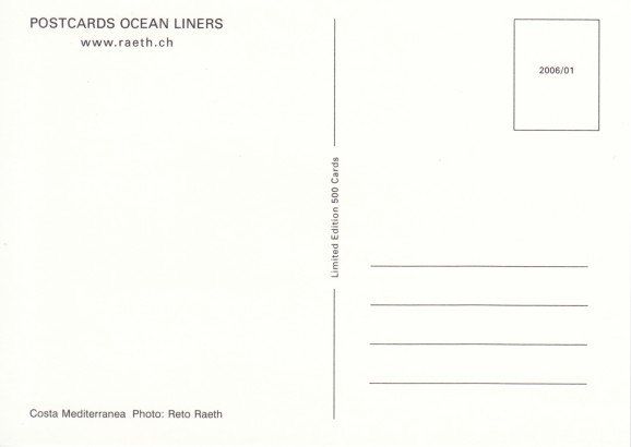 Cartoline postali: Costa Mediterranea, Costa Line – Usato da Zuerich venduto da OceanLinerPostcards 1