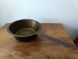 Antike Messing Bratpfanne mit Griff - Vintage Style!