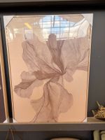 Grosses gerahmtes Wandbild Blume, beige/braun