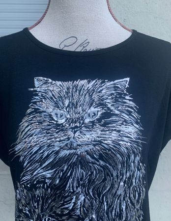 Super t-shirt NANNI chat argenté 100%coton fait en Italy t.M