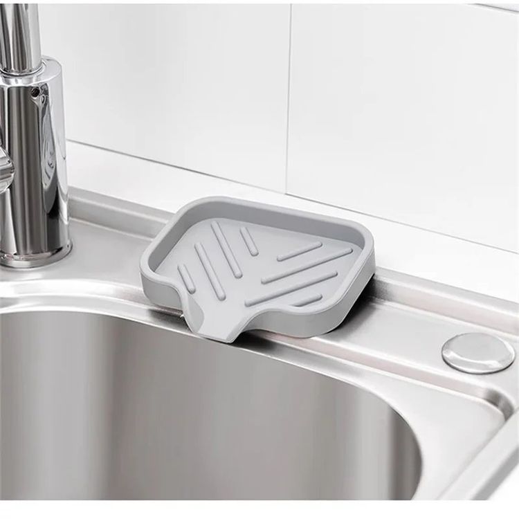 Roucerlin Portasapone In Silicone Da Bagno Con Beccuccio Di Scarico, Vassoio Per Sapone Da Cucina Con