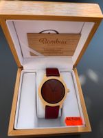 Uhr Bambus Lederband Holzgehäuse, 4,5 cm