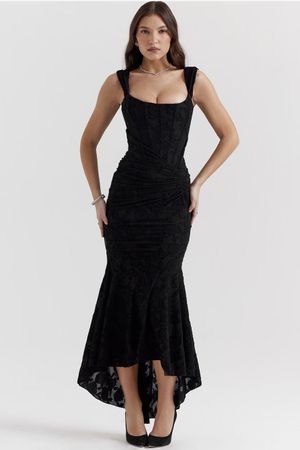 House of CB Black Floral Maxi Dress