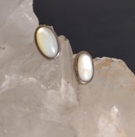 VINTAGE OHRRINGE SILBER 925 MIT PERLMUTT