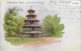 Chinesischer Thurm im Englischen Garten - München - Litho