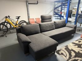 Ecksofa Stoff grau mit Recamiere