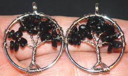 Anhänger Set L-8268 – 1 Paar Lebensbaum Obsidian ca.34x28mm