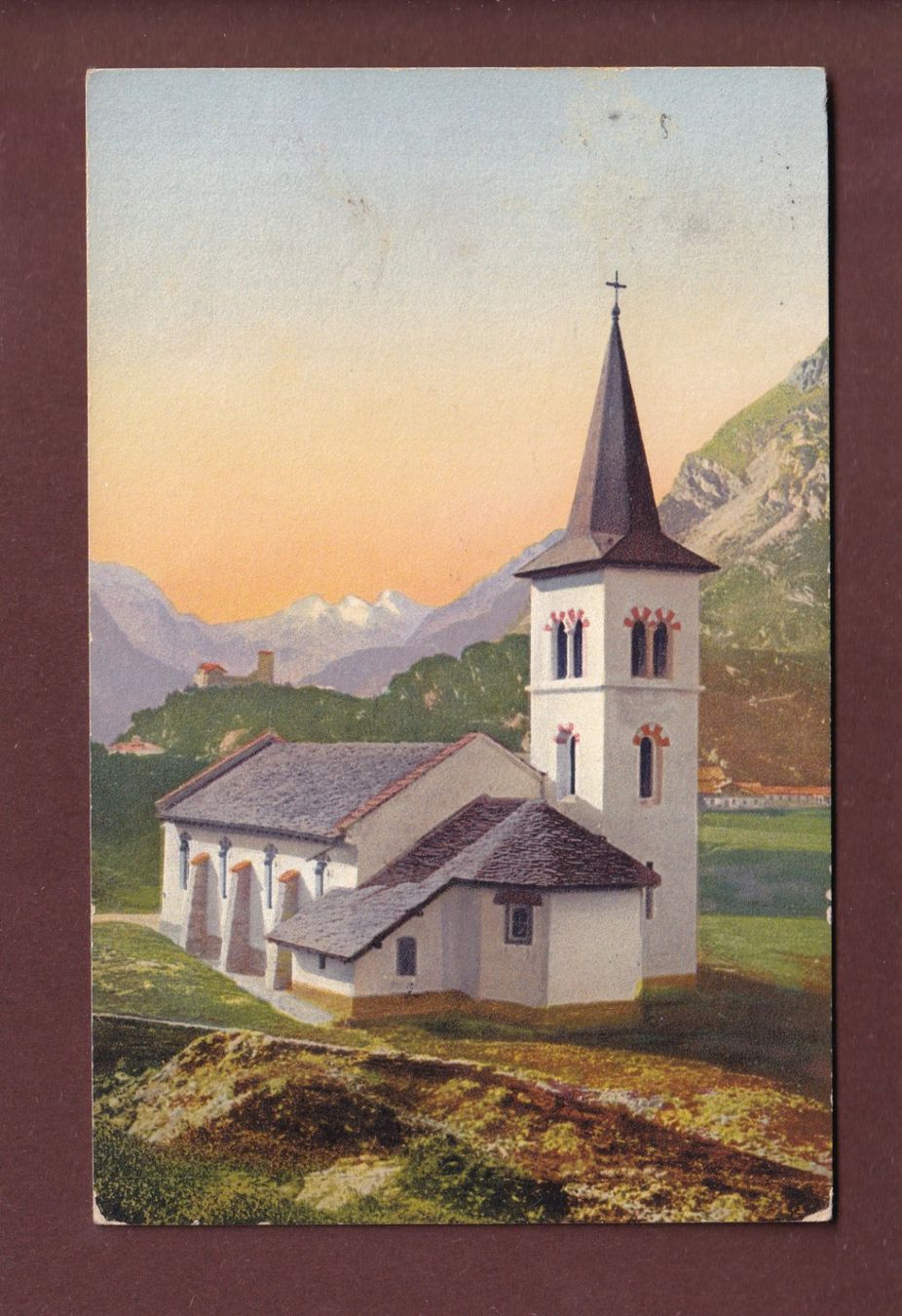 Cartoline postali: Kirchlein auf MALOJA - 1910 – Usato da Pully venduto da nicecards