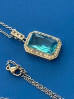 Luxus Elegante Zirkonia Kette Farbe : Silber weiss Blau