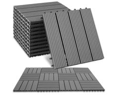 Terrassenfliesen 11er Set im Klicksystem, robustes WPC in Ho