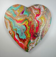 Acryl-Flüssigmalerei, Herzform