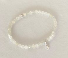 Edelstein Armband Flash Mondstein weiss m. Silber auf Mass